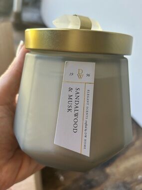 DW Home Sandalwood & Musk Jar Candle - Cream Glass with Gold Lid